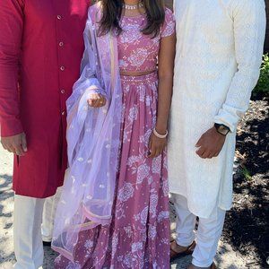 Pastel pink Lehenga with net dupatta